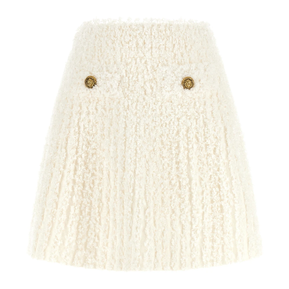 Balmain Women's White Plumetis Tweed Mini Skirt - Short Skirts - S - Skirts