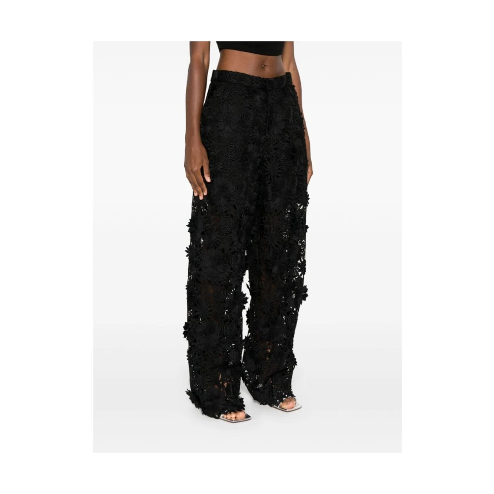 Giuseppe Di Morabito Zwarte Bloemenkant Rechte Pijp Broek Black Dames