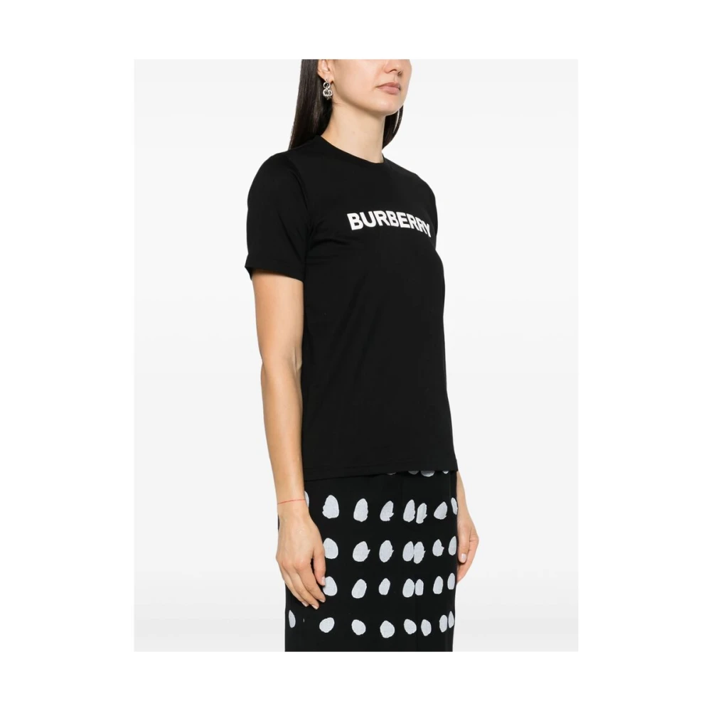 Burberry Logo Print Katoenen T-shirt Black Dames