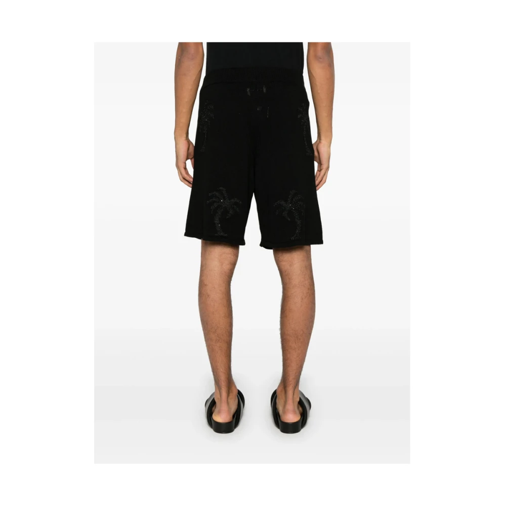 Laneus Zwarte Pailletten Detail Trekkoord Shorts Black Heren