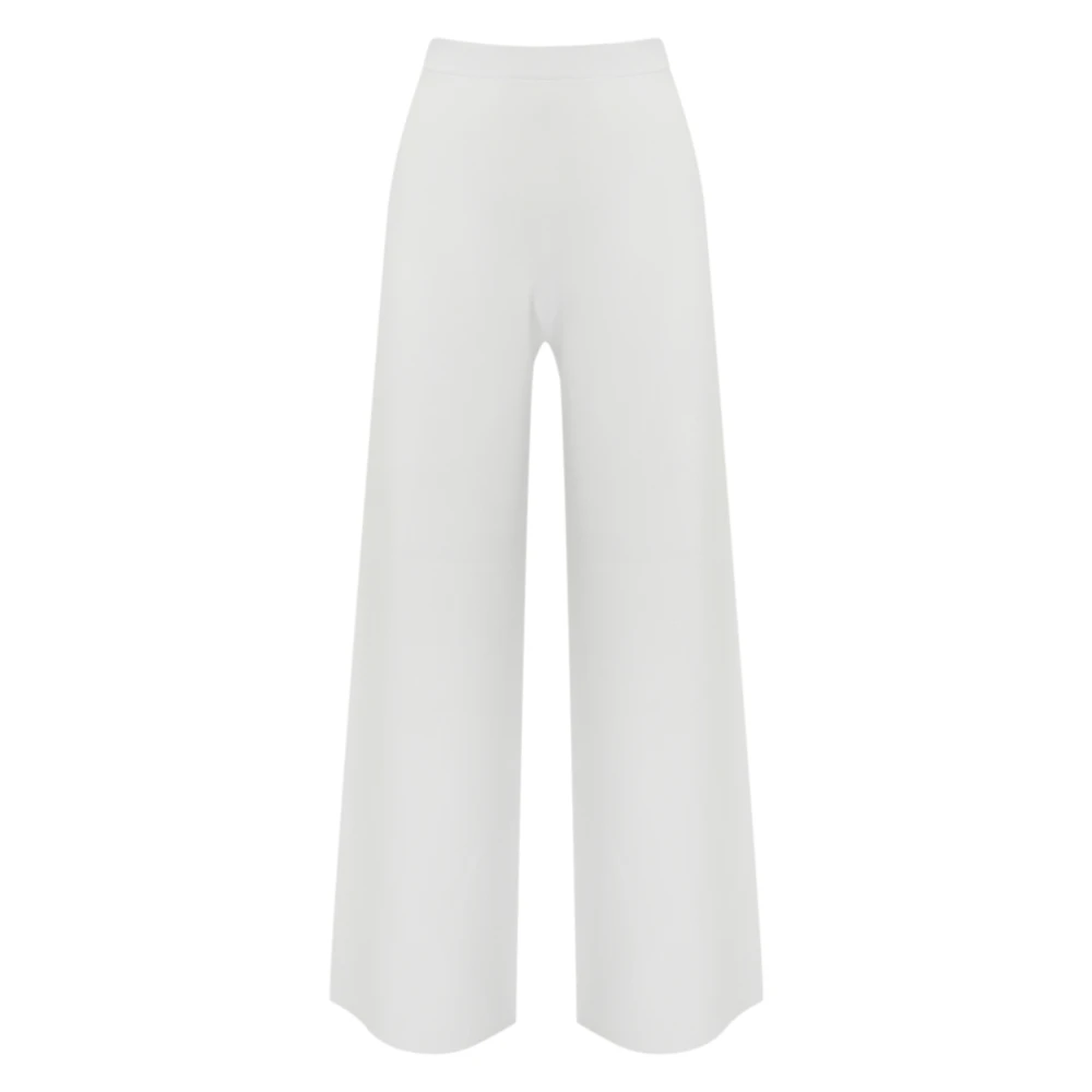 Liviana Conti Witte Viscose Wijde Pijp Broek White Dames