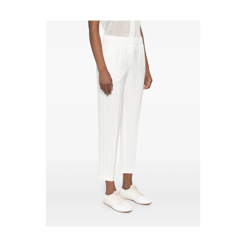 PESERICO Witte elastische tailleband broek White Dames