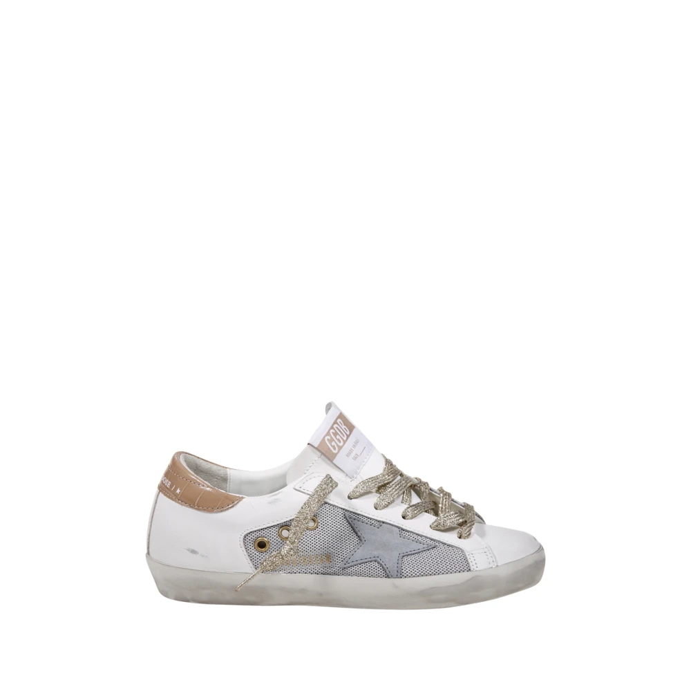 Golden Goose Nät och Läder Stjärntryck Häl White, Dam