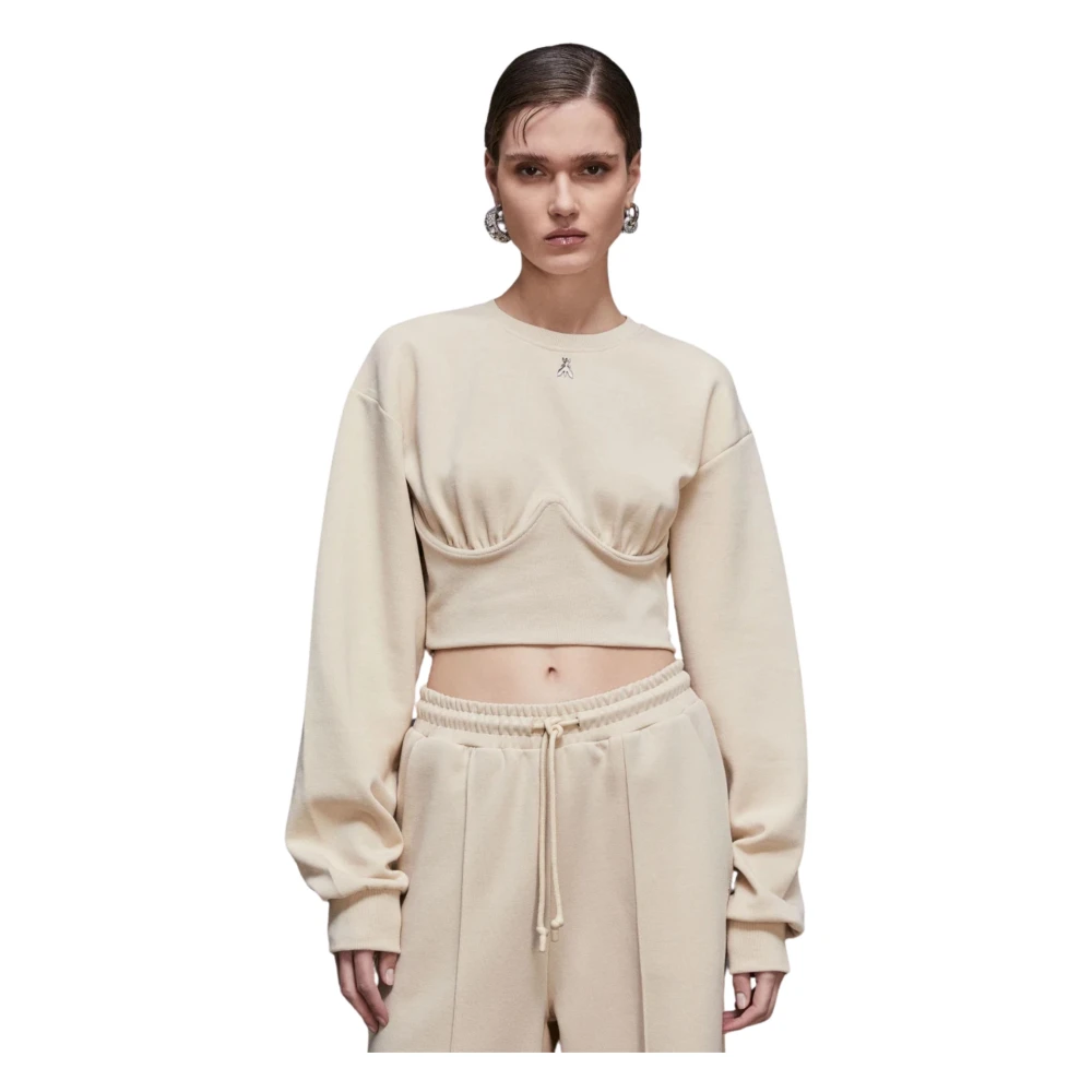 PATRIZIA PEPE Beige Cropped Katoenen Trui Beige Dames
