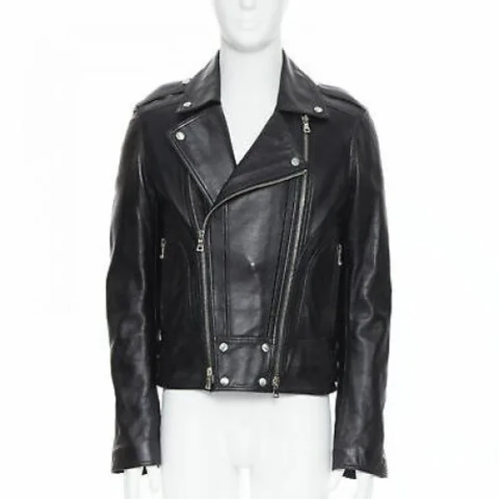Balmain Pre-owned Leather outerwear Black Dames