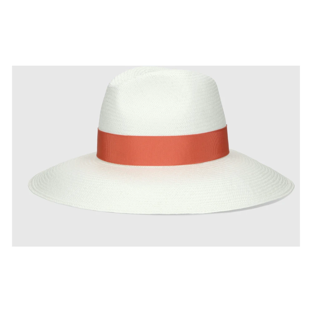 Borsalino Sophie Panama Fijne Brede Rand Hoed White Dames