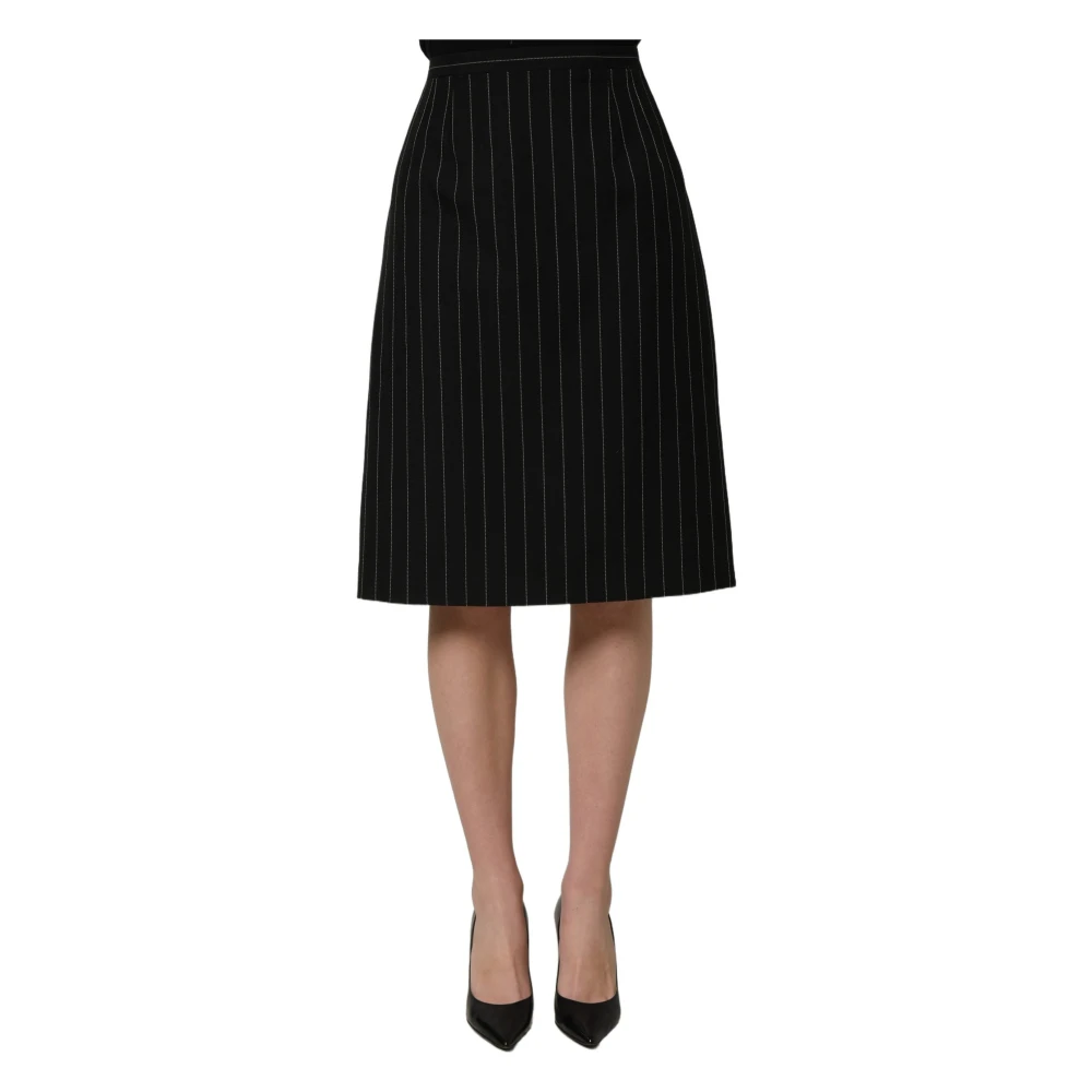 Dolce & Gabbana Black Midi Skirts, Female, Xl, High Waist Pencil Cut Skirt