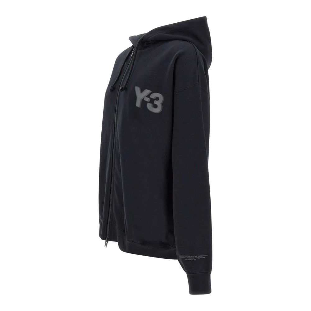 Y-3 Zwarte Katoenen Hoodie Met Rits Black Heren
