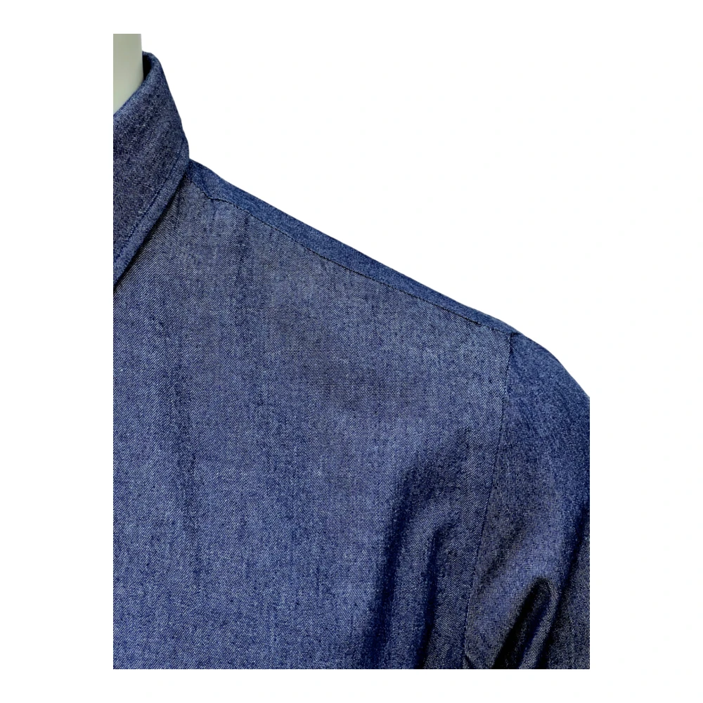Salvatore Piccolo Denim overhemd donkerblauw fijn Blue Heren