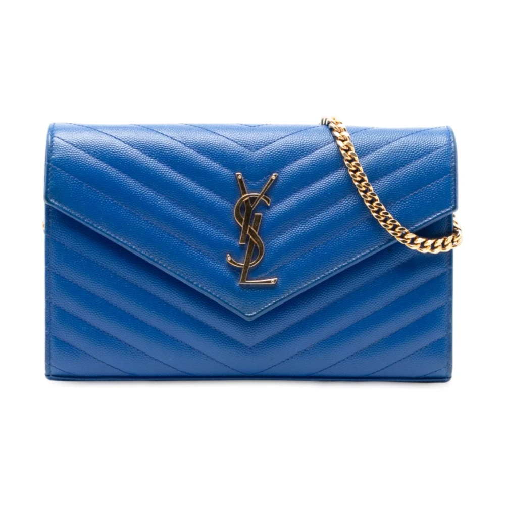 Saint Laurent Vintage Women's Blue Vintage Cross Body Bags, One Size, Pre-Owned Chain Wallet