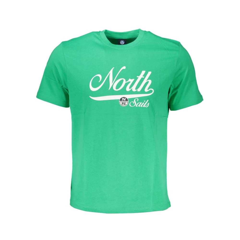 North Sails Logo Print Crew Neck Cotton T-Shirt Green Heren