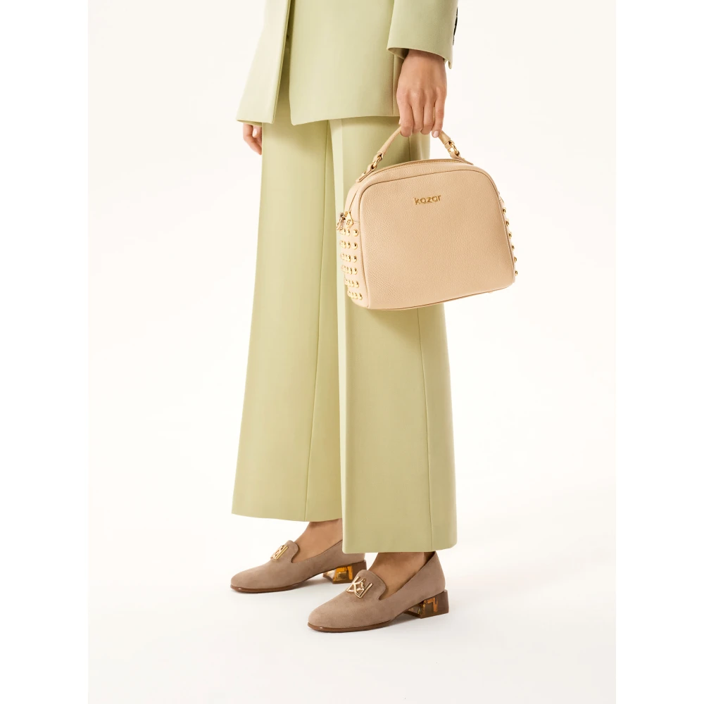 Kazar Handtas van leer versierd met studs Beige Dames