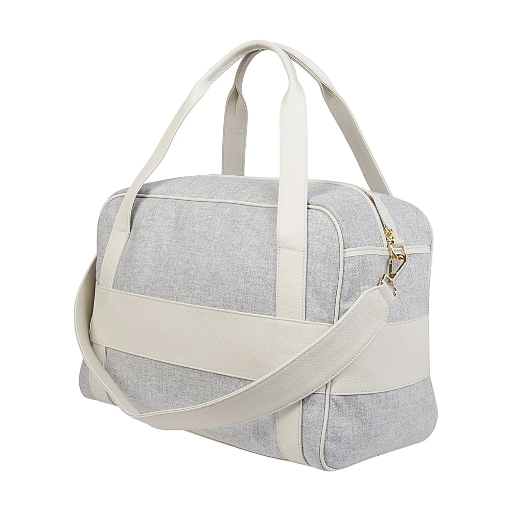 Eleventy Wollen en Leren Duffeltas Gray Unisex