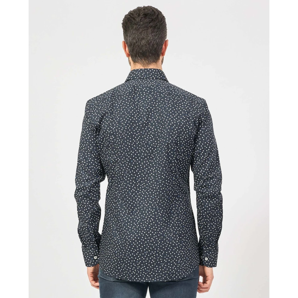 Hugo Boss Blauw Bloem Slim Fit Overhemd Blue Heren