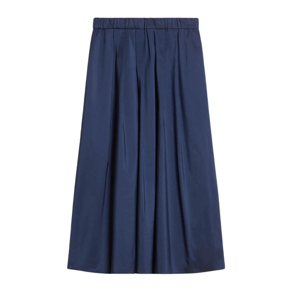 Max Mara Weekend Zijden Midi Rok met Voorplooien Blue Dames