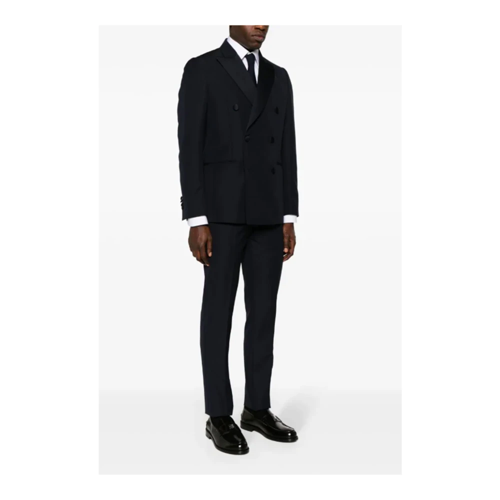 Lardini Blauwe Double-Breasted Jurk met Broek Blue Heren