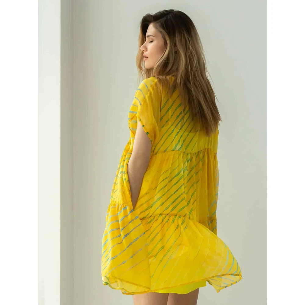 Beatrice .b Gele Tie-Dye Gelaagde Zijden Jurk Yellow Dames