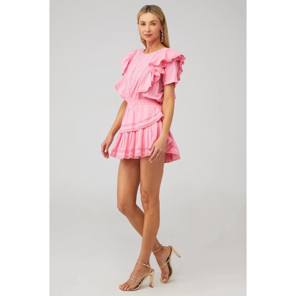 Loveshackfancy Natasha Jurk met Elastische Tailleband Pink Dames