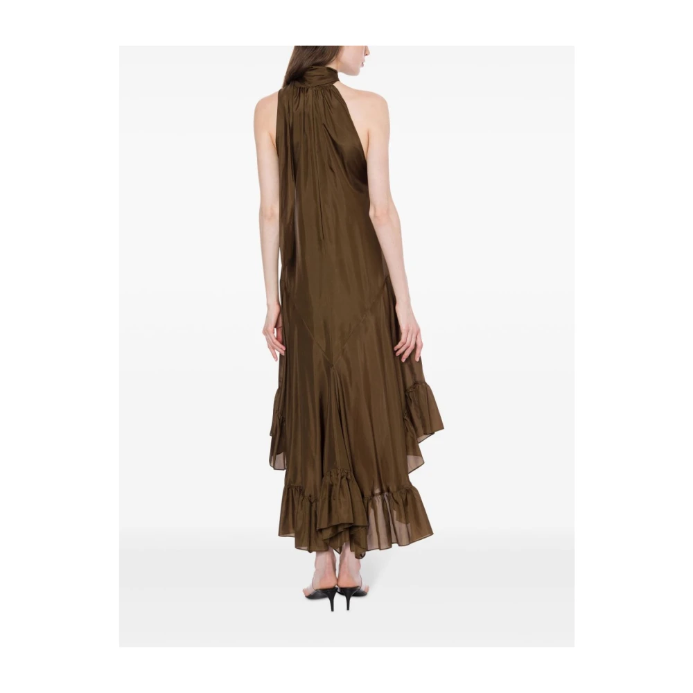 Philosophy di Lorenzo Serafini Bruine Zijden Jurk Elegant Gelegenheid Stijl Brown Dames