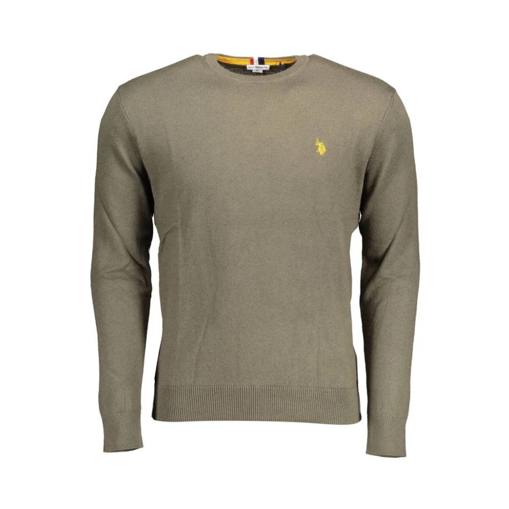 U.s. Polo Assn. Men's Green Round-Neck Knitwear, 2XL, Cotton Jumper