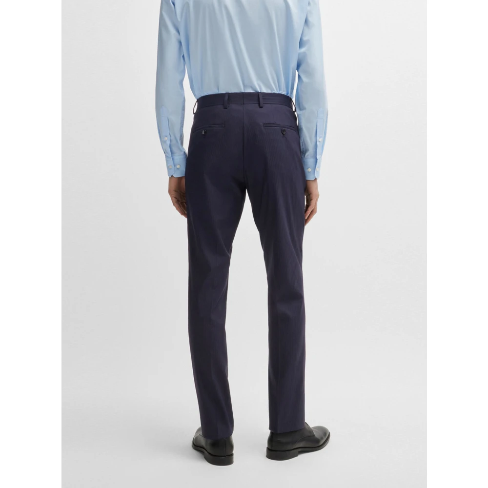 Hugo Boss Blauw Verticaal Gestreept Pak Blue Heren