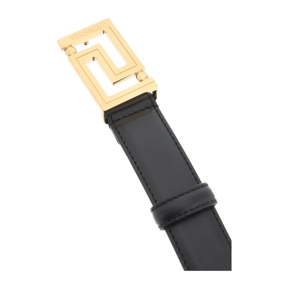 Versace Greca Gesp Leren Riem Black Heren