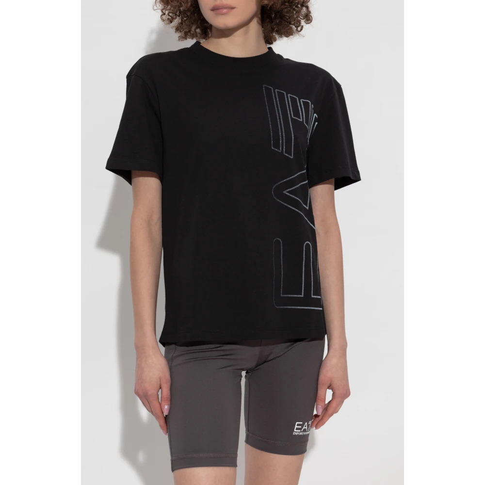 Emporio Armani EA7 T-shirt met print Black Dames