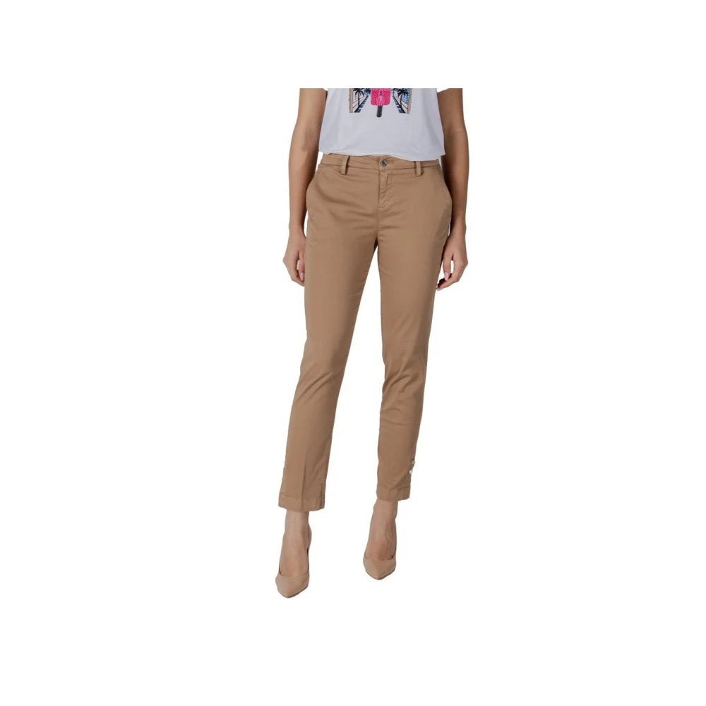 Liu Jo Women's Beige Cotton Cigarette Trousers