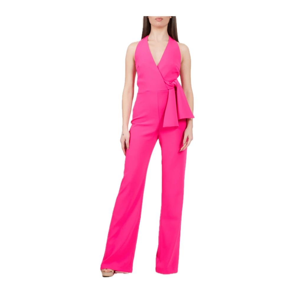 Pinko Fuchsia Crepe Jumpsuit met Strik Pink Dames