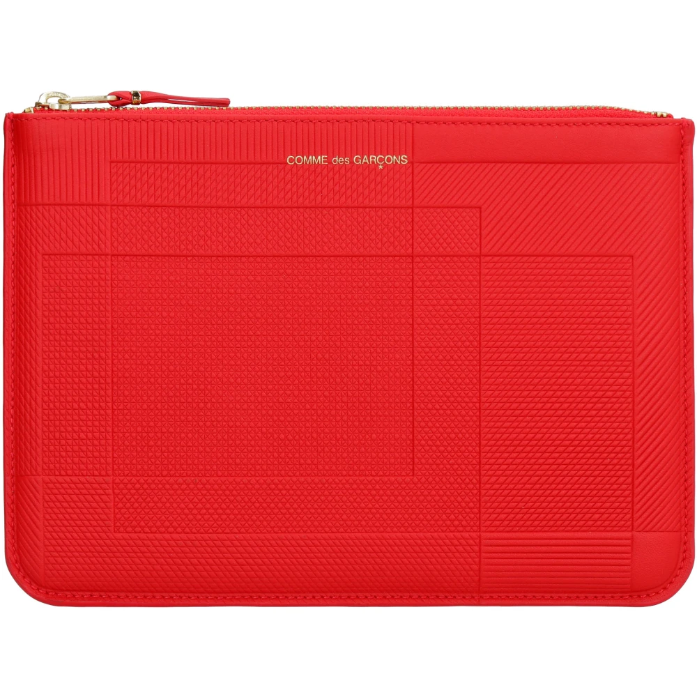 Comme des Garçons Platte leren etui met logo detail Red Heren