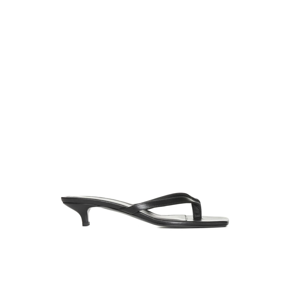 Totême Women's Black Heeled Mules, 8 Uk, Leather Toe-Post Sandals