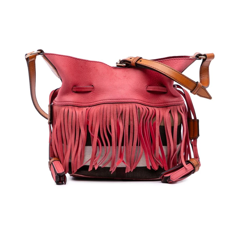 Burberry Vintage Women's Red Pre-Owned Fringe Bucket Bag
