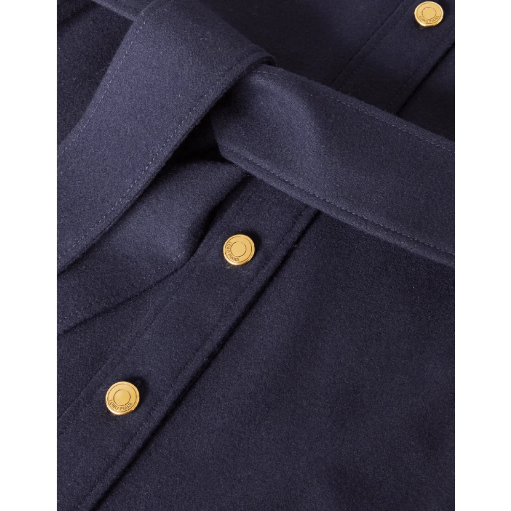 Loro Piana Blauwe Wollen Jurk met Ronde Hals Blue Dames