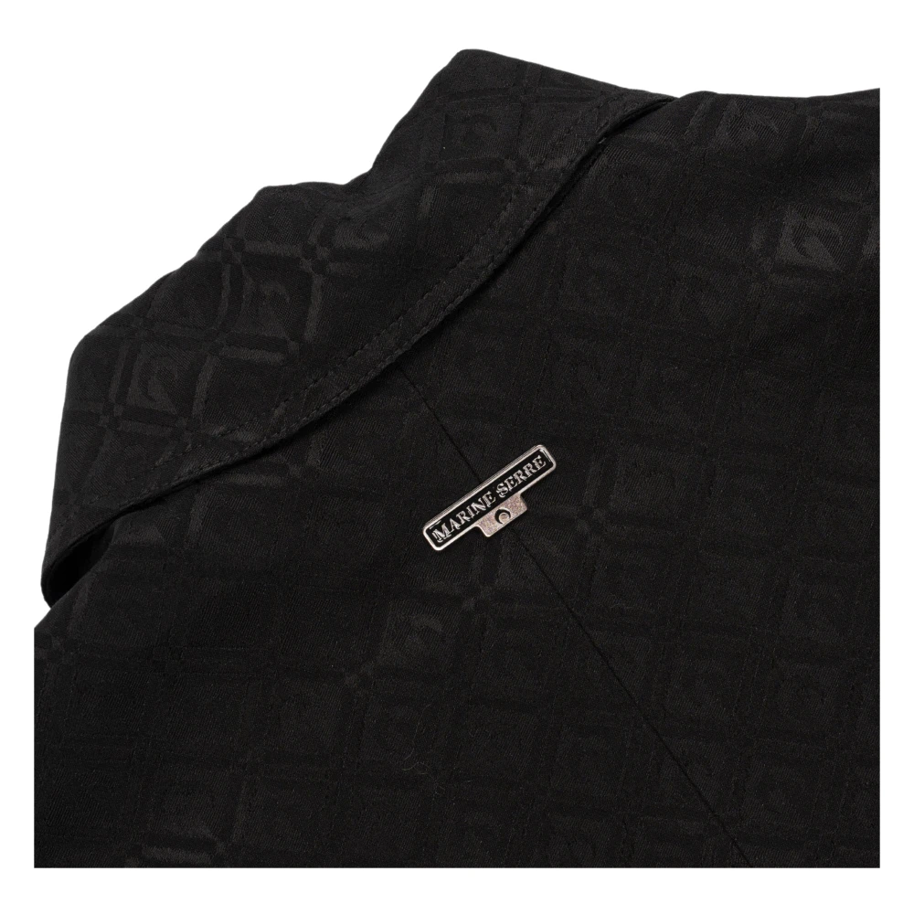 Marine Serre Diamant Jacquard Zwart Getailleerde Vareuse Black Dames