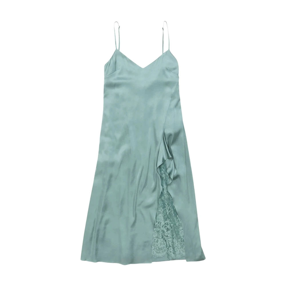Acne Studios Vrouw Groente Kleedjes Dames, Groen, M, Satijn, Satijnen Slip Dress