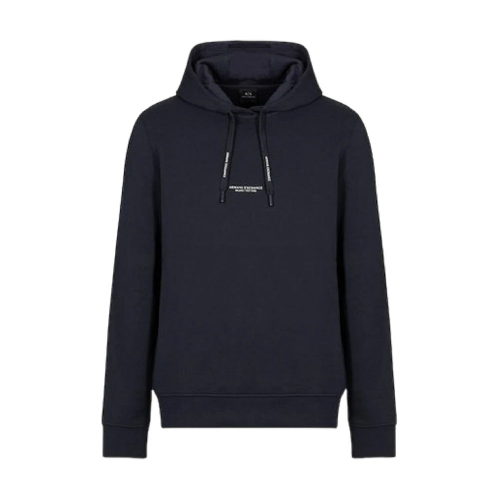 Armani Exchange Men's Blue Hoodies, Xl, Logo Print Hoodie