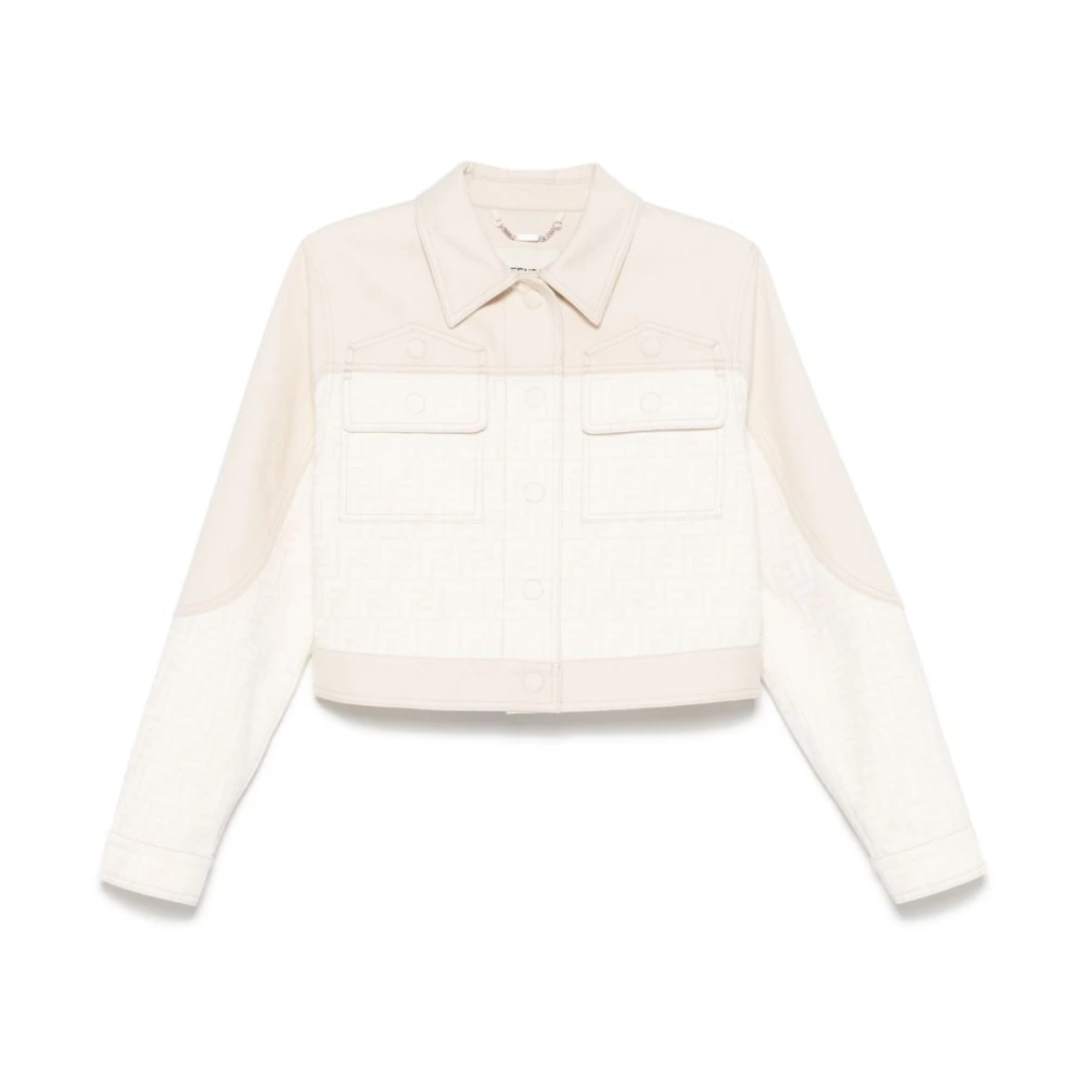 Fendi Off-White Denim Jacka White, Dam