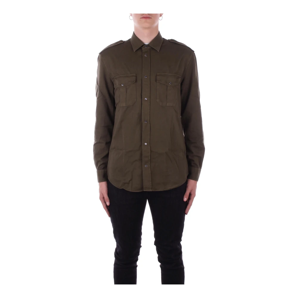 Dondup Groen Logo Shirt met Clip Zakken Green Heren