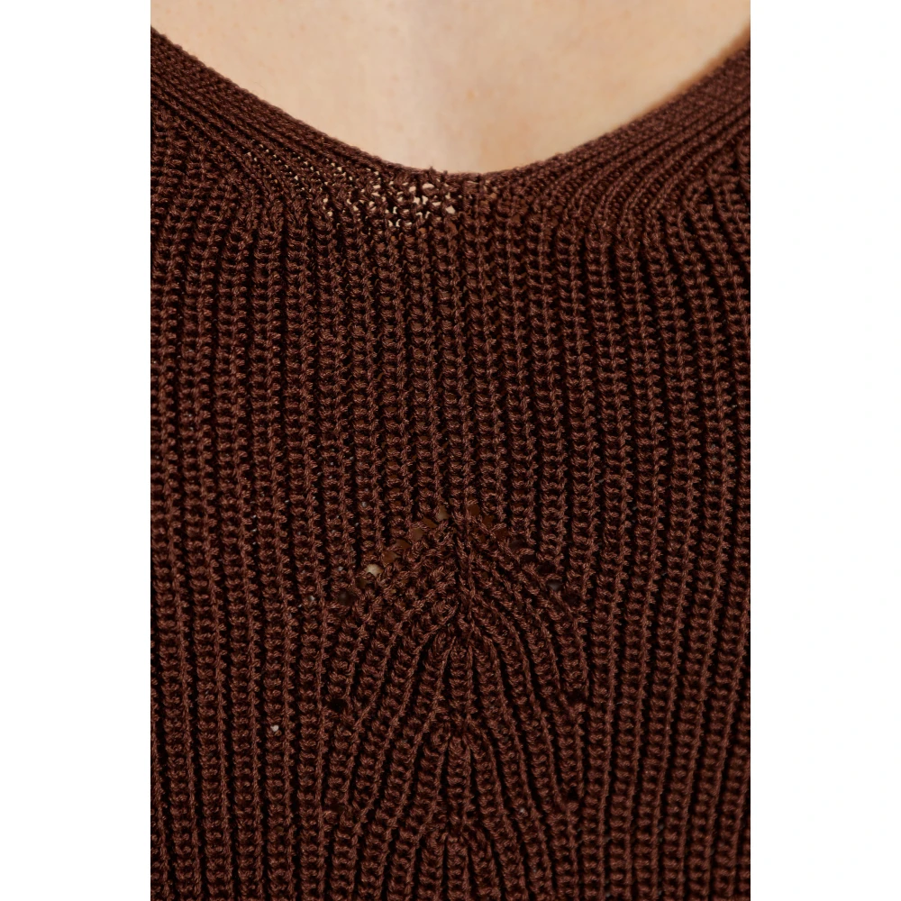 Aeron Geribbelde top Freesia Brown Dames
