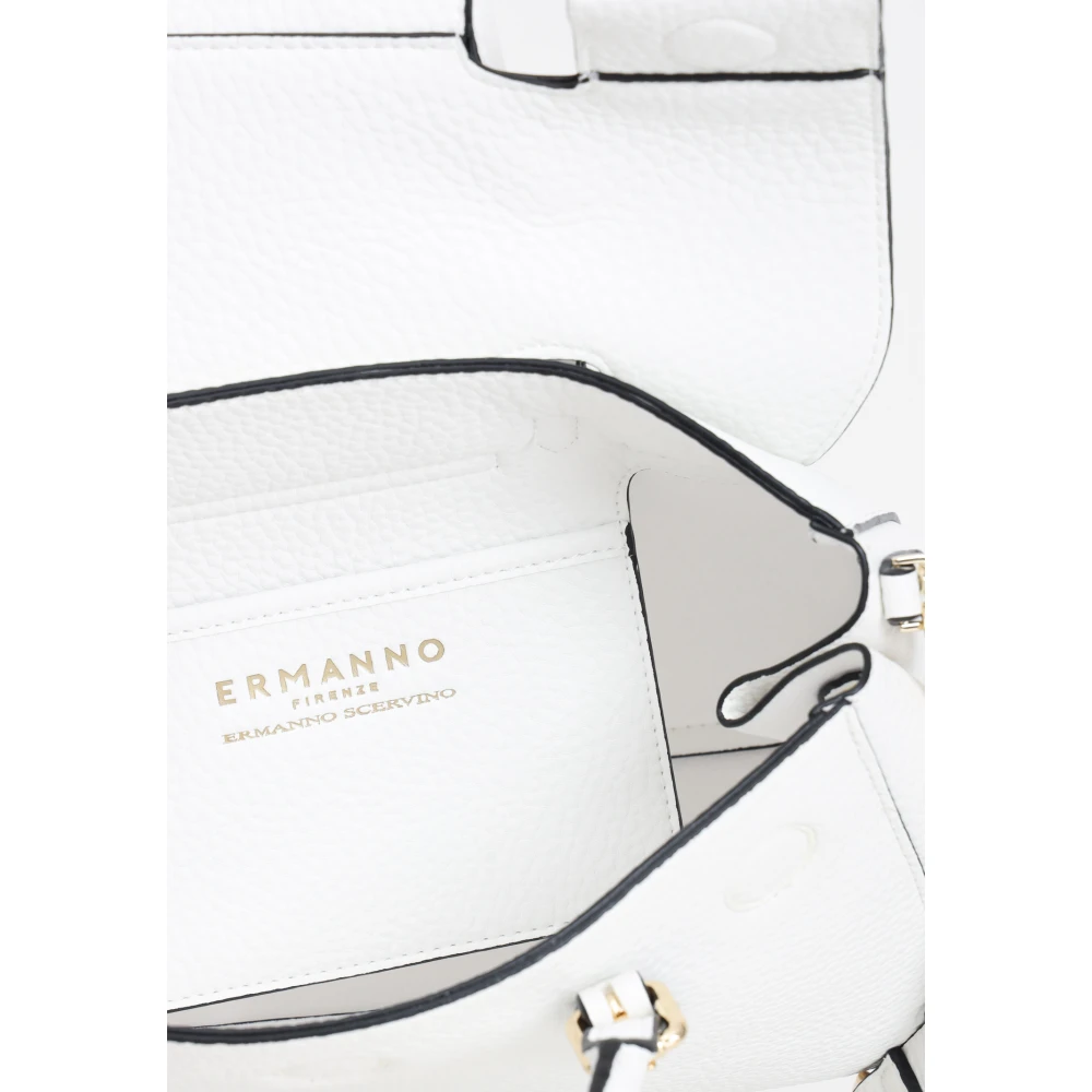 Ermanno Scervino Elegant Witte Schoudertas met Gouden Logo Beige Dames
