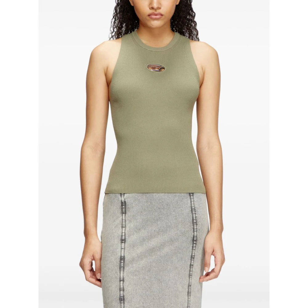 Diesel Groene Geribbelde Gebreide Tanktop Green Dames
