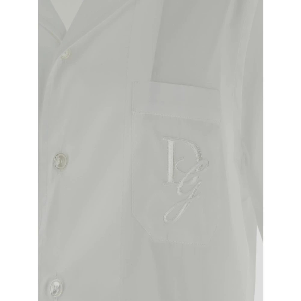 Dolce & Gabbana Geborduurd katoenen overhemd White Heren