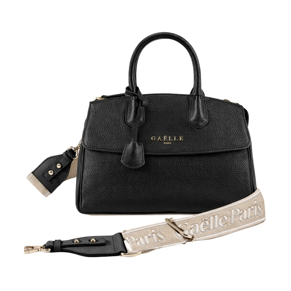 Gaëlle Paris Women's Black Handbags, One Size, Regular Hand Bag With Jacquard Shoulder Strap