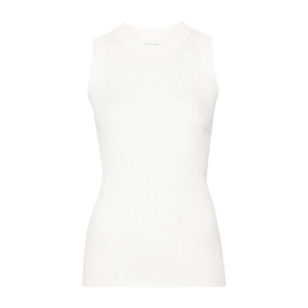 Sportmax Vit Stickad Racerback Topp White, Dam