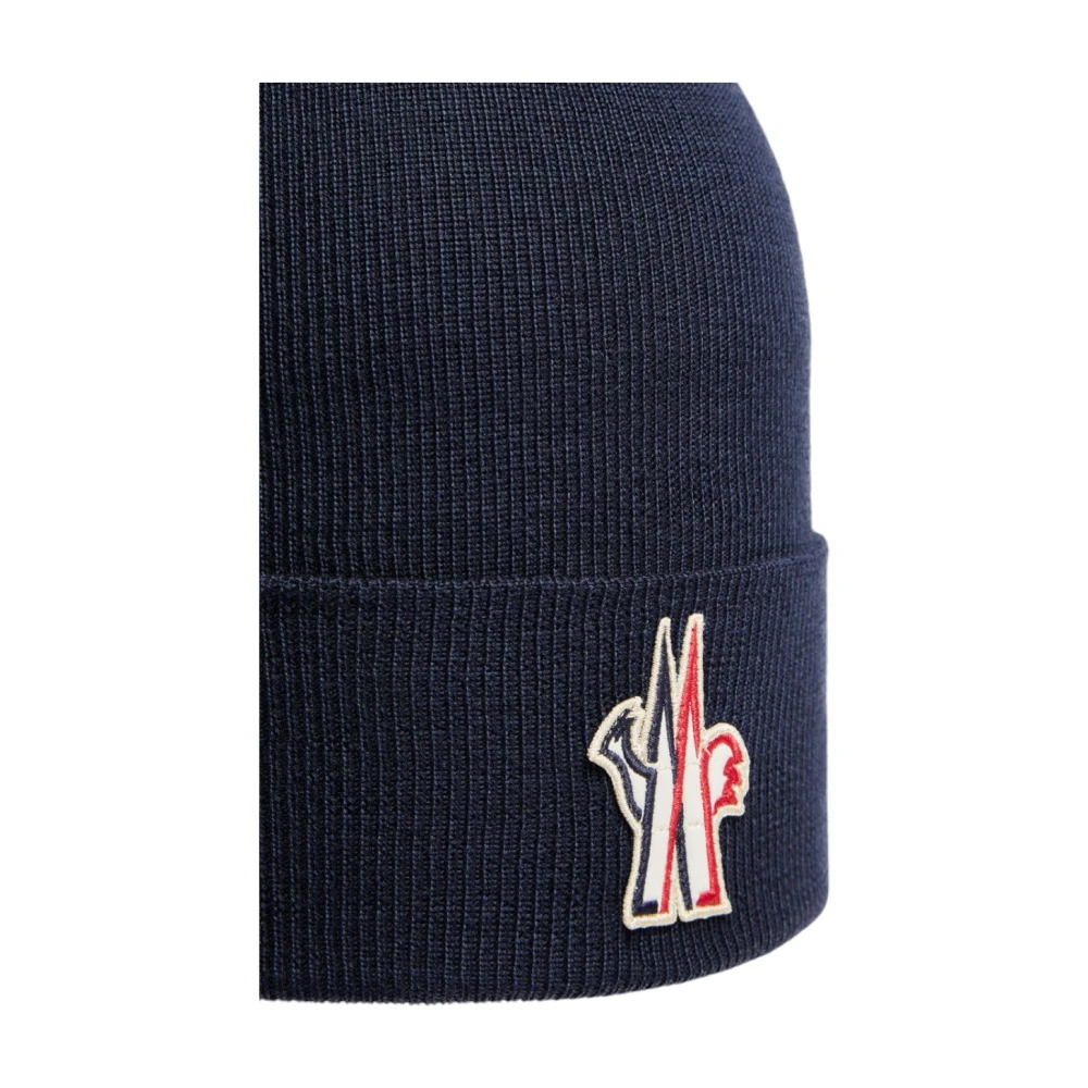 Moncler Navy Blauwe Wollen Muts Blue Heren