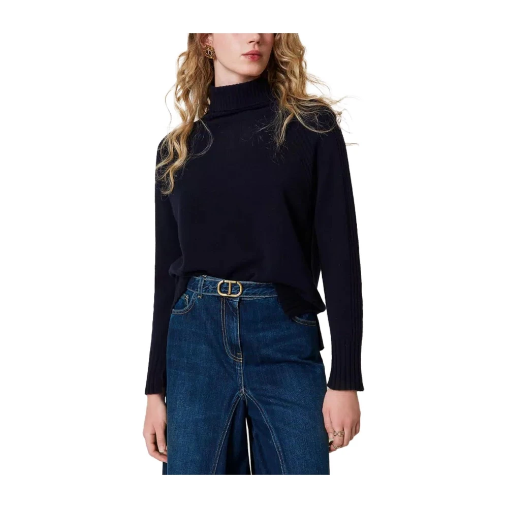 Twinset Kasjmierwol Coltrui Trui Blue Dames