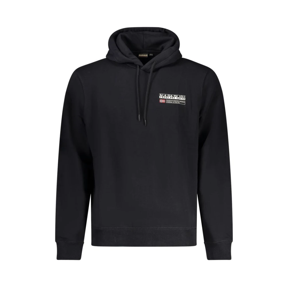 Napapijri Zwarte Katoenen Hoodie Sweatshirt met Logoprint Black Heren
