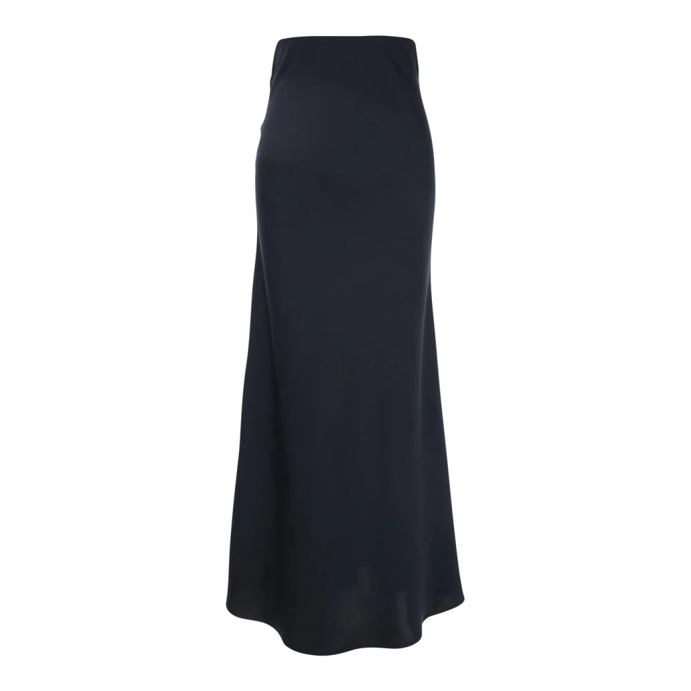 Plain Units Blauwe Lange Rok met Volant Detail Blue Dames