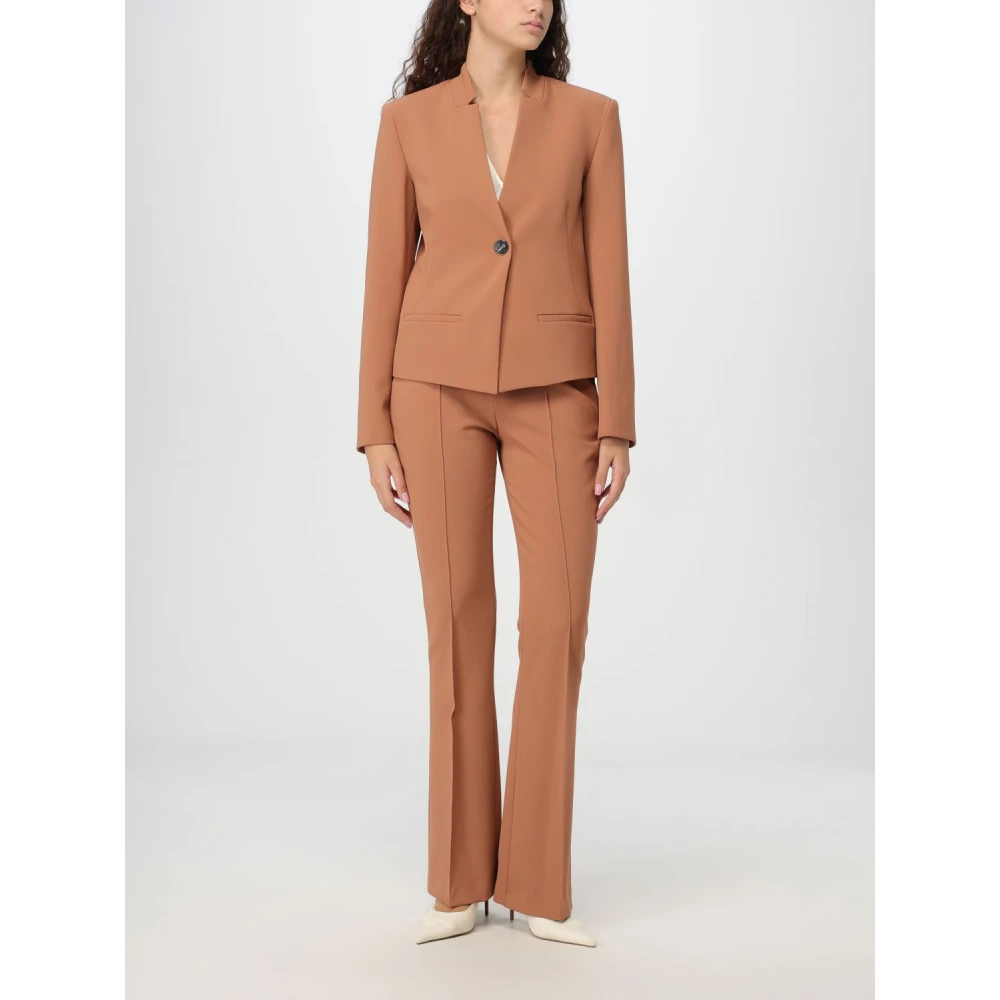 Liu Jo Slim Fit Blazer met V-hals en knoopsluiting Brown Dames