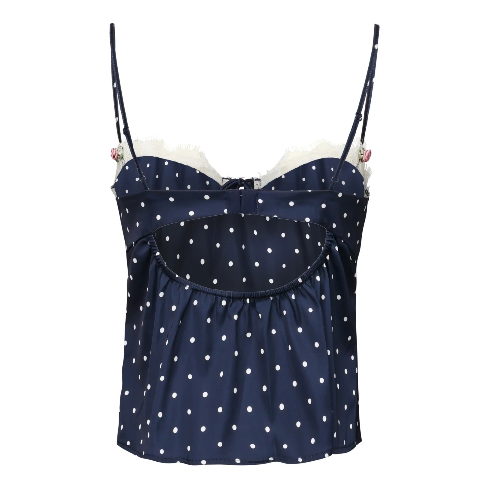 For Love & Lemons Blauwe Top met Plooien en Verstelbare Bandjes Blue Dames
